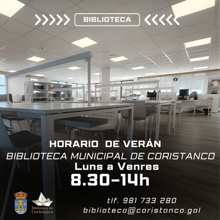 HORARIO DE VERÁN | BIBLIOTECA MUNICIPAL DE CORISTANCO